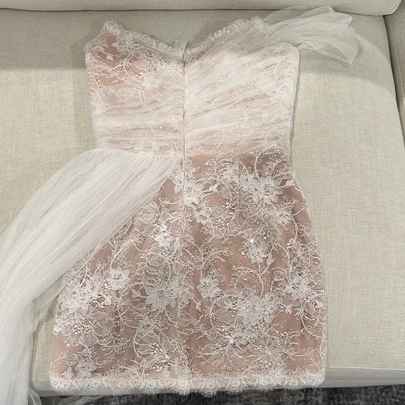 Chic Strapless White Lace Dress - Picture 7 of 8